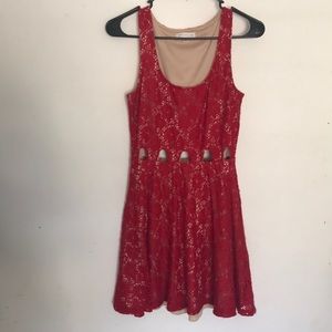 Red floral sun dress